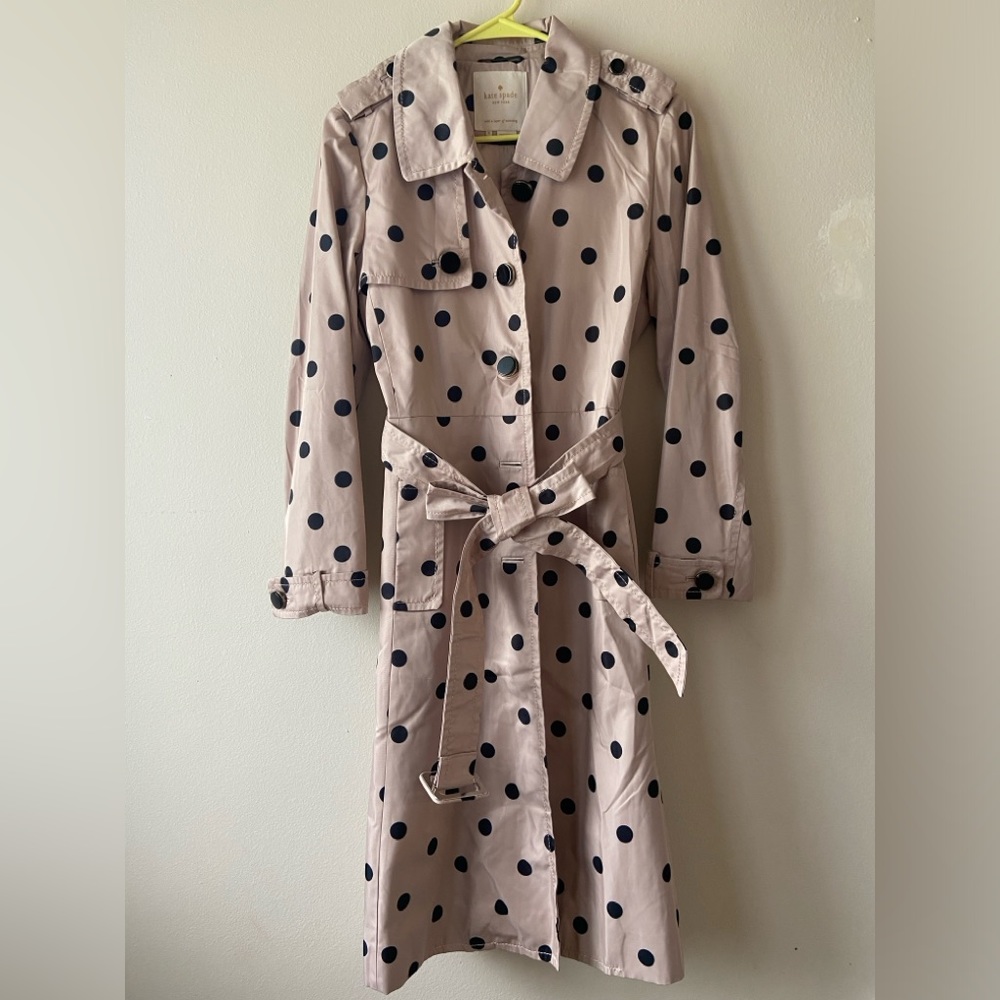 KATE SPADE NEW YORK Polka Dot Print Trench Coat size 8